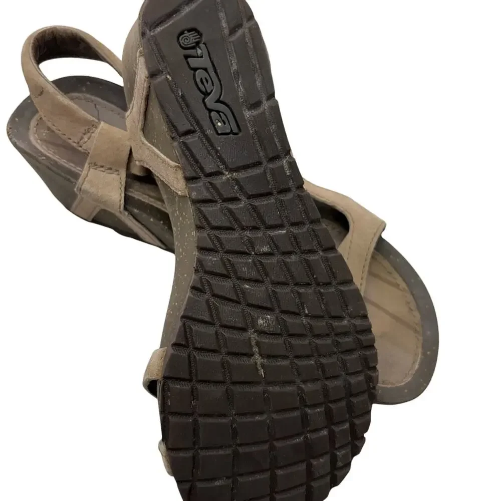 Teva Women's Cabrillo Brown Leather Cork Wedge Sandals